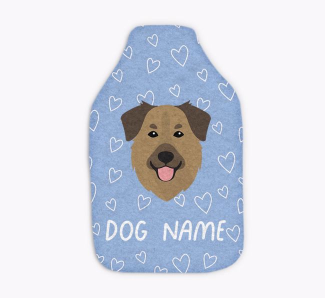 Heart Pattern: Personalised {breedFullName} Hot Water Bottle